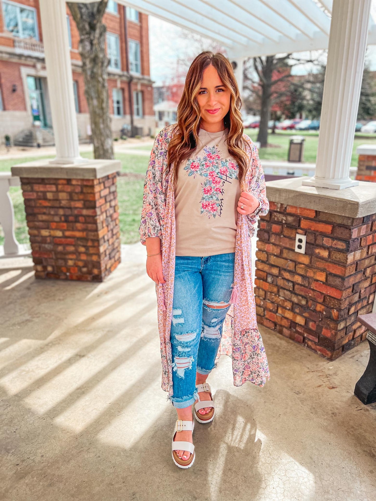 FLORAL CROSS TEE