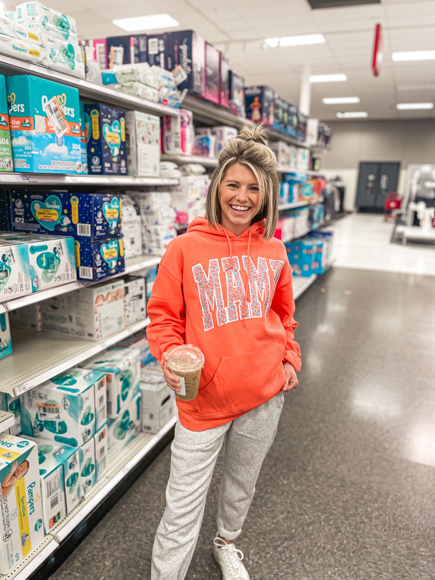 CORAL LEOPARD MAMA HOODIE