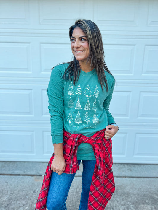 MERRY CHRISTMAS LONG SLEEVE (LIGHT GREEN)