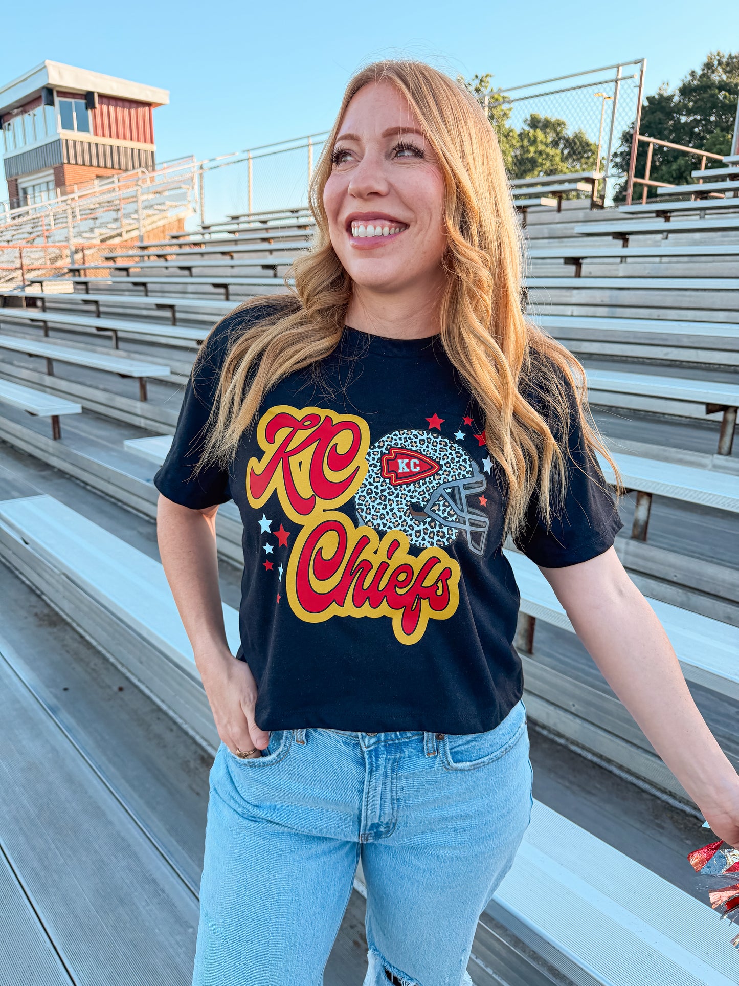 KC CHIEFS GIRLY CROP TEE (BLK BC)