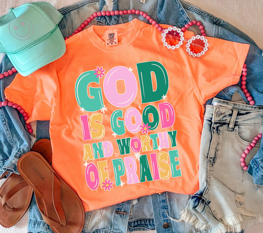 GOD DESERVES ALL THE GLORY TEE (N ORANGE)