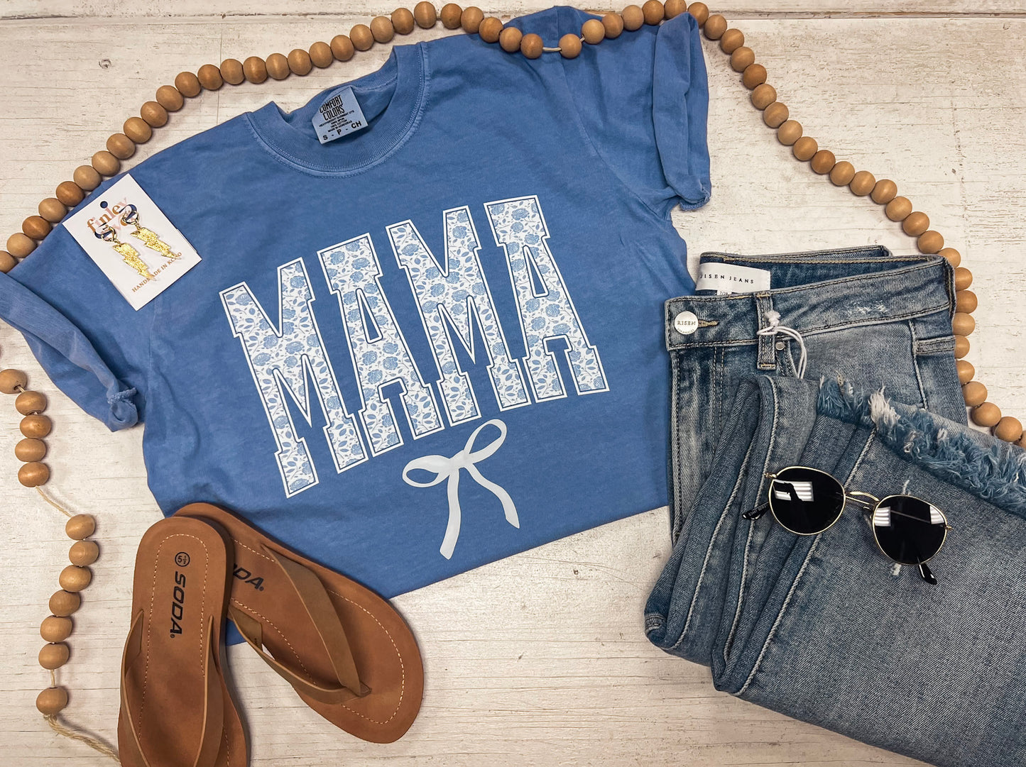 BLUE MAMA BOW TEE (WASHED DENIM)