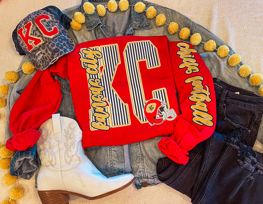 KC STRIPES SLEEVE SWEATSHIRT (RED SW)