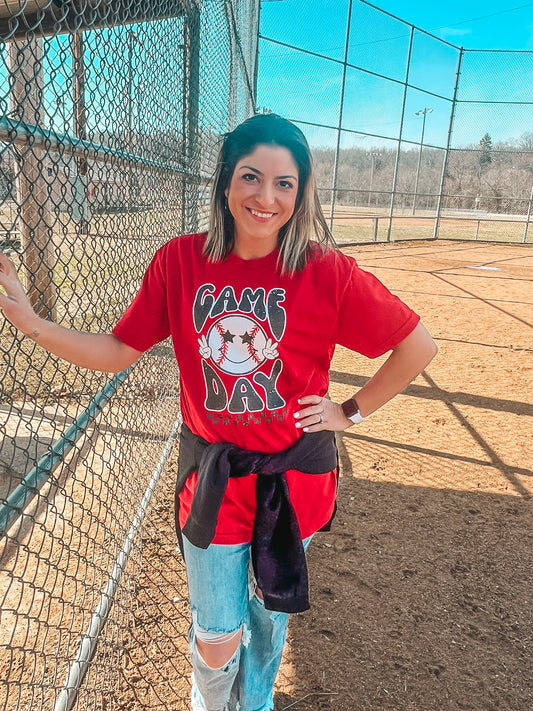 RED BASEBALL GAMEDAY TEE