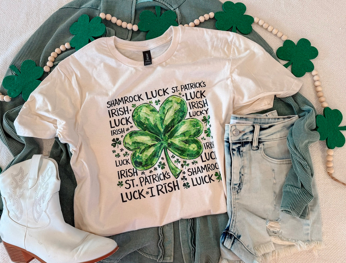 WATERCOLOR CLOVER TEE (NATURAL)