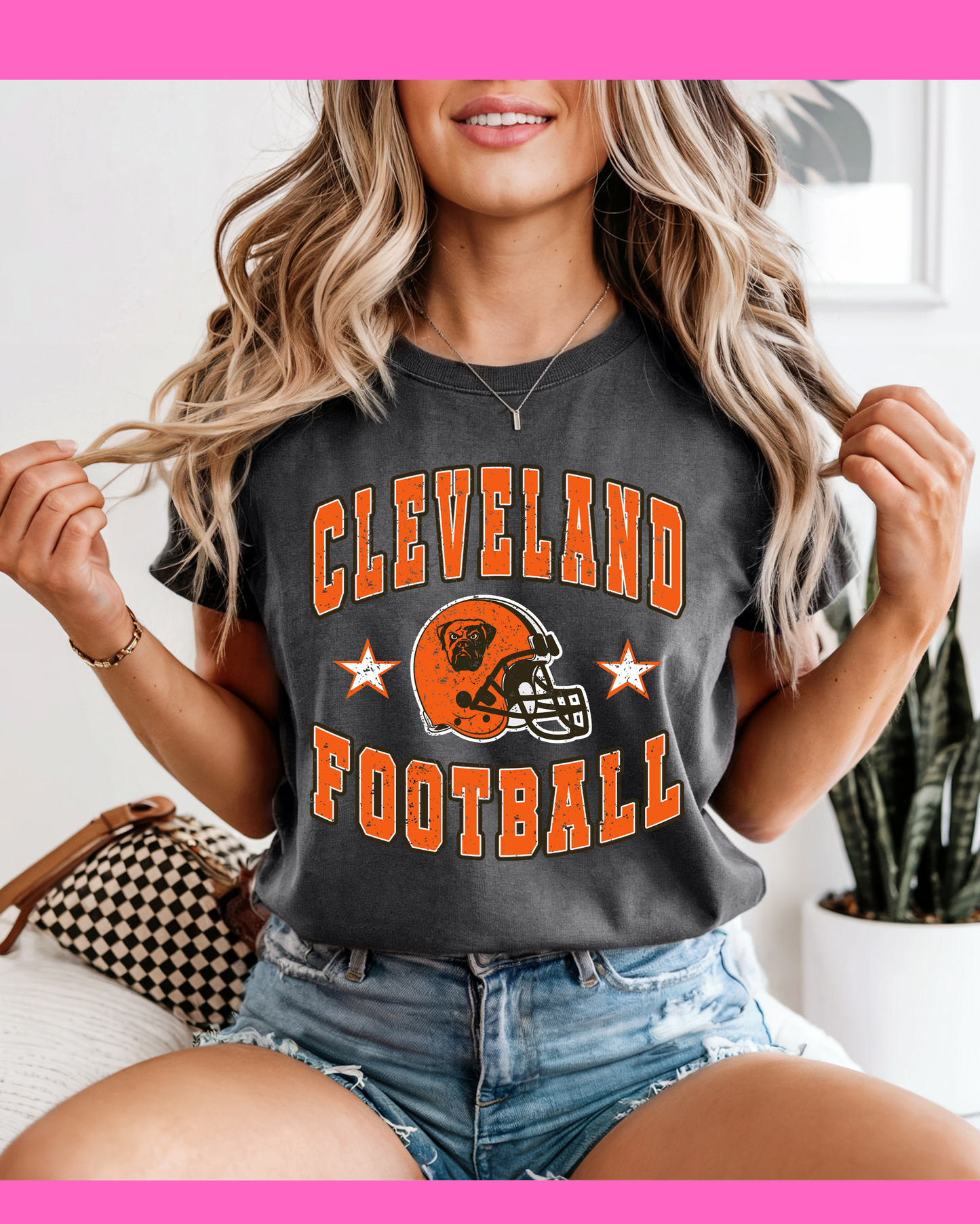 CLEVELAND FOOTBALL VINTAGE TEE (ORANGE)