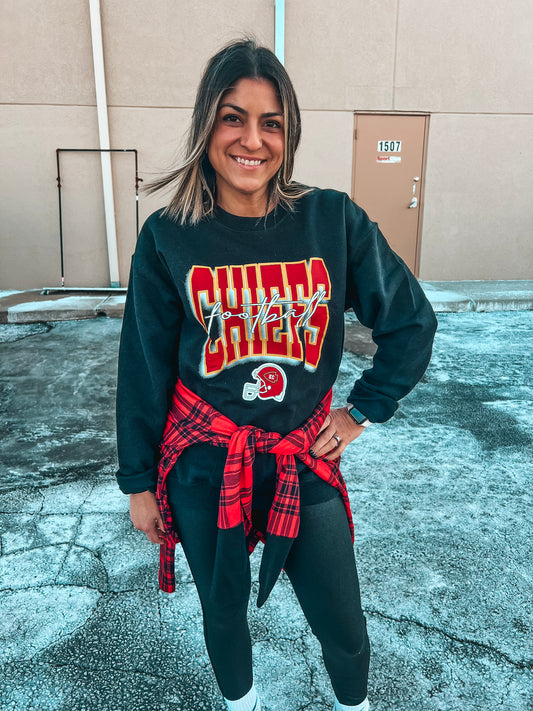 CHIEFS FOOTBALL BLACK SWEATSHIRT