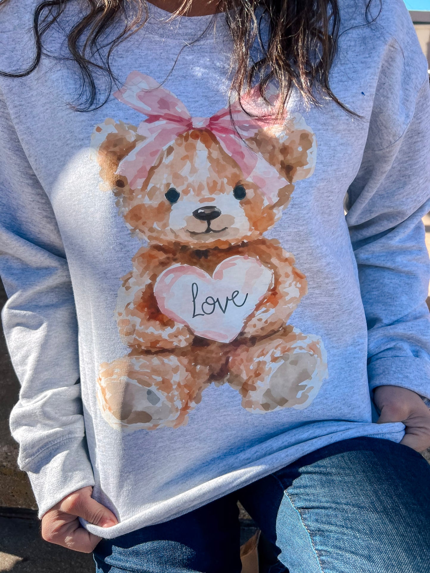 TEDDY BEAR LOVE SWEATSHIRT (ASH)
