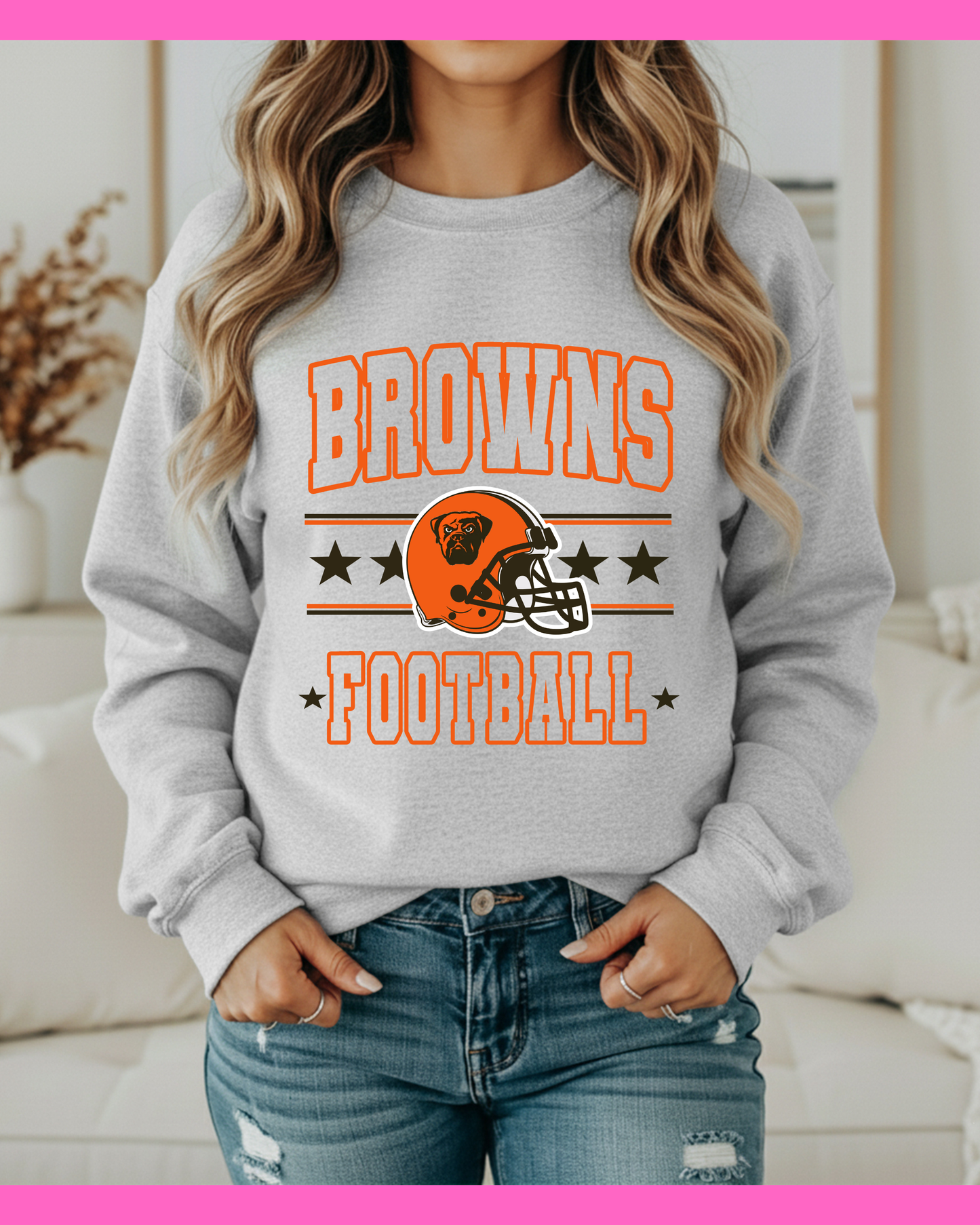 BROWNS FOOTBALL STARS AND STRIPES SWEATSHIRT (ASH)