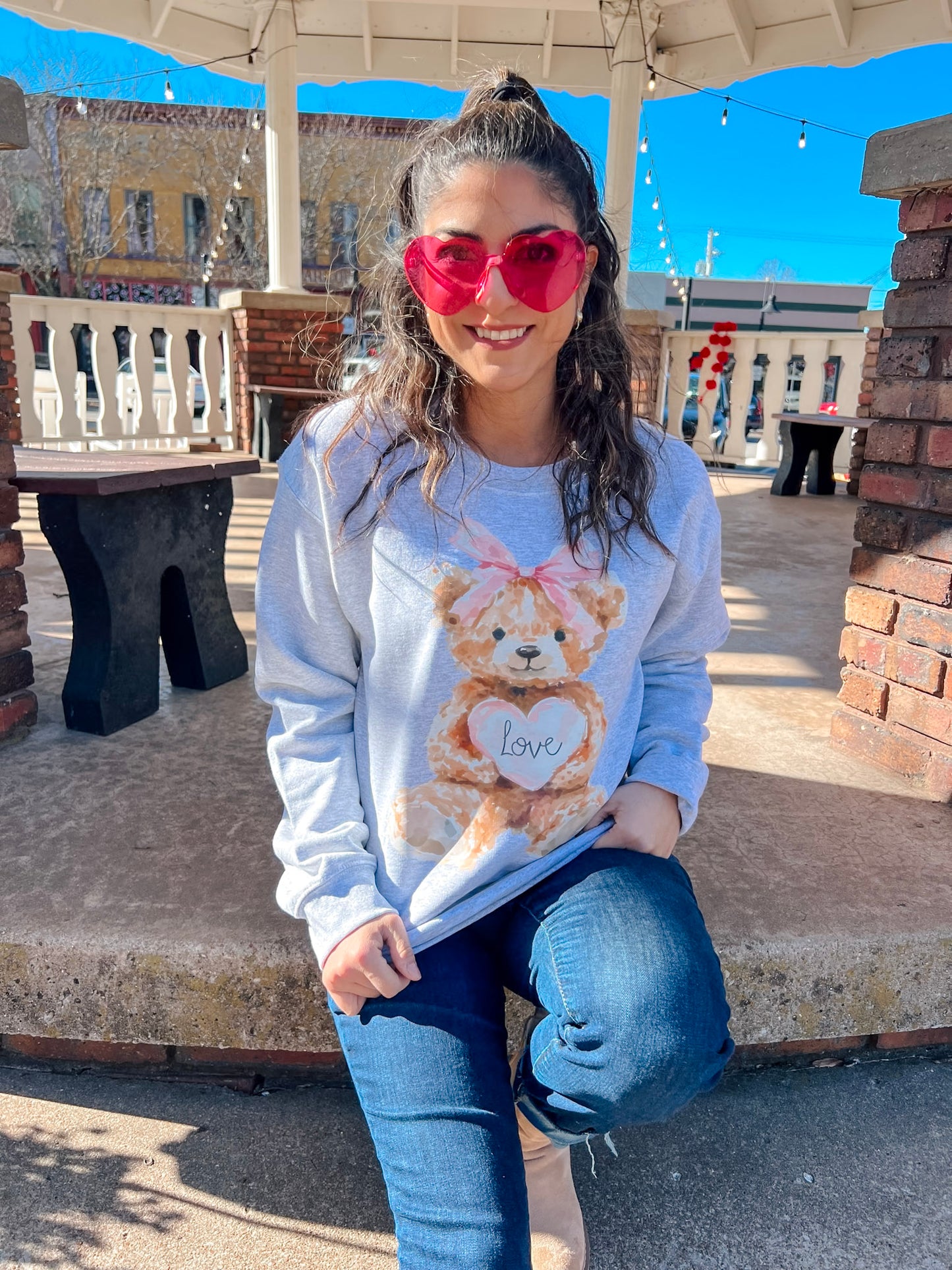 TEDDY BEAR LOVE SWEATSHIRT (ASH)