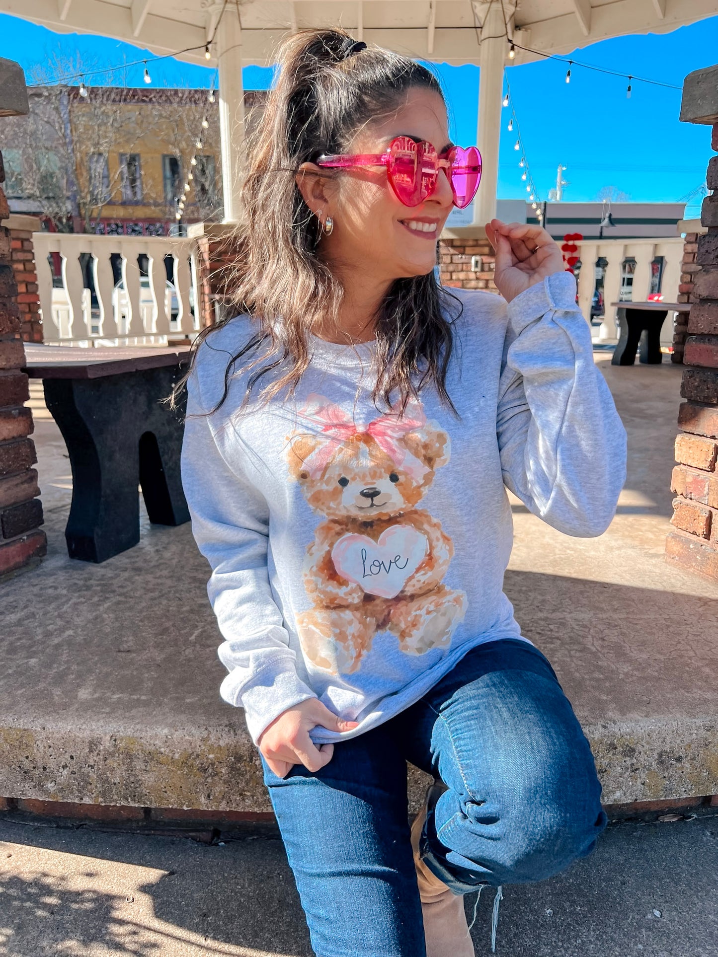 TEDDY BEAR LOVE SWEATSHIRT (ASH)