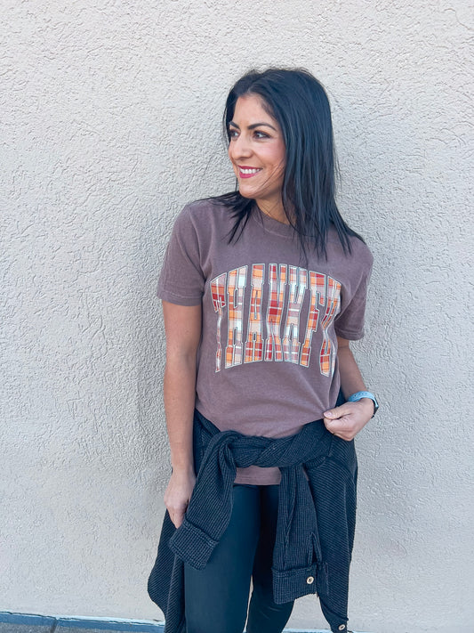 THANKFUL PLAID TEE (ESPRESSO CC)