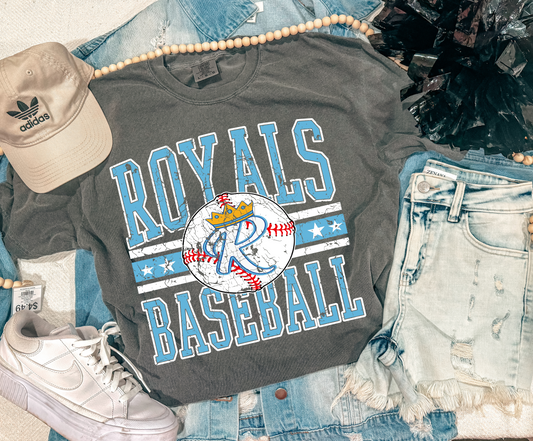 ROYALS BASEBALL STARS AND BLOCK TEE (PEPPER)