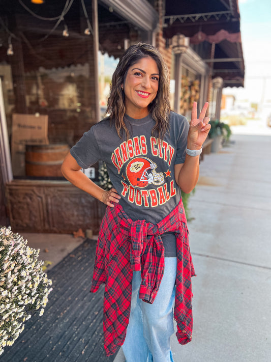 KANSAS CITY FOOTBALL FADED TEE (PEPPER)