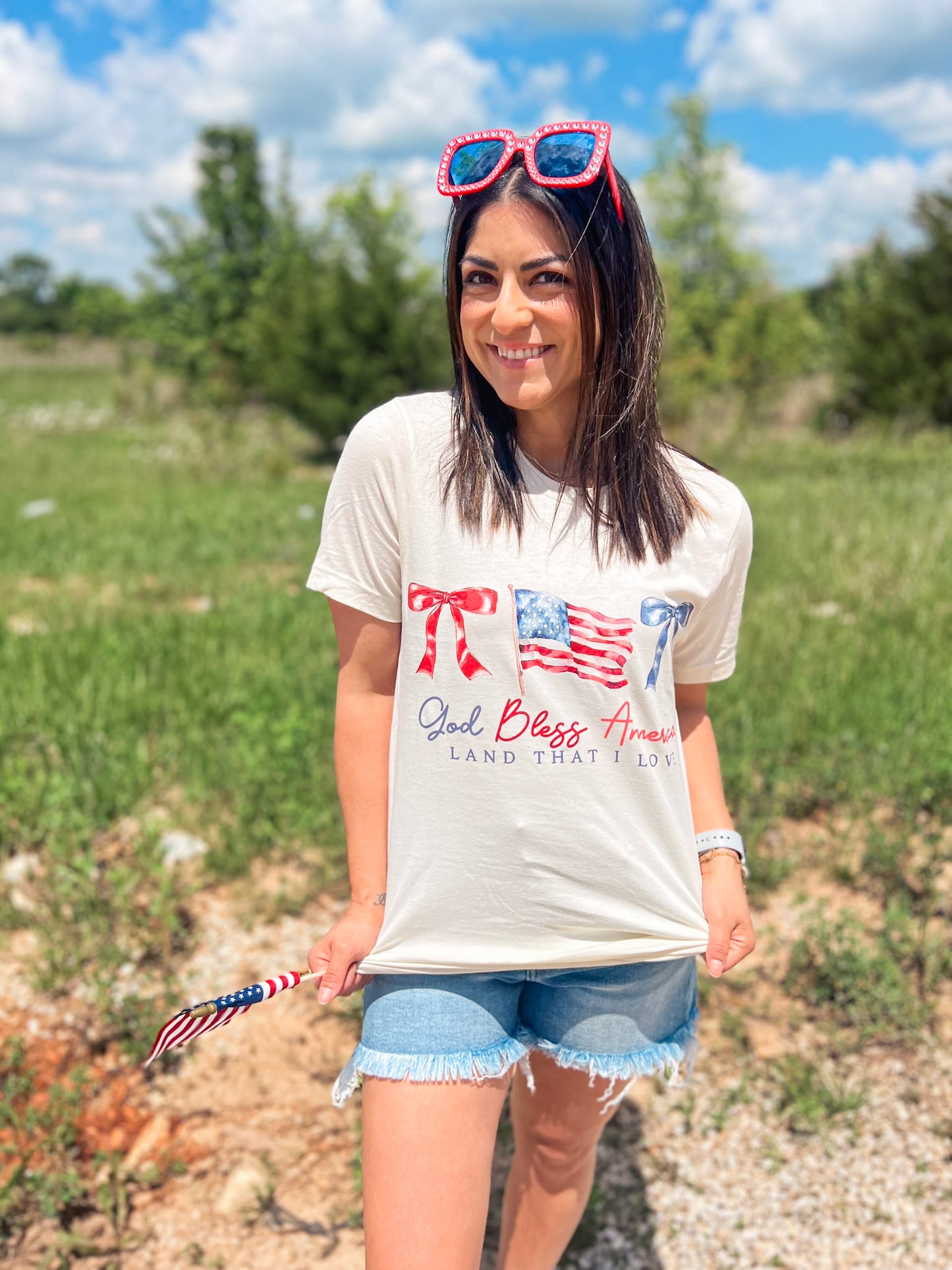 GOD BLESS AMERICA TEE (NATURAL)