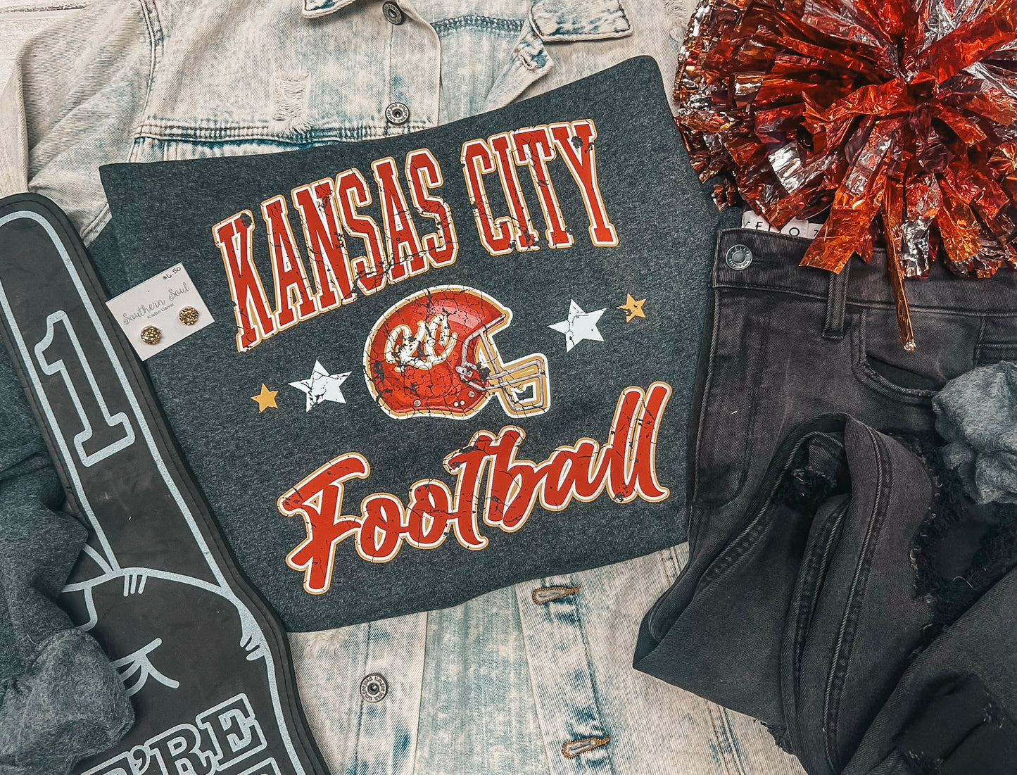 Kansas City Football Vintage Sweatshirt (D. Grey)