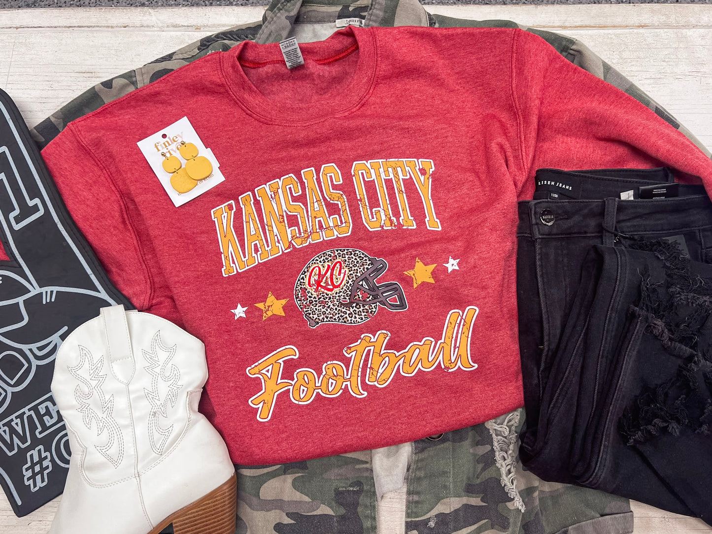 VINTAGE KANSAS CITY FOOTBALL SWEATSHIRT (H. RED)