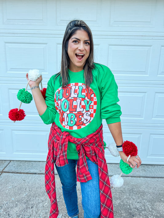 HOLLY JOLLY VIBES SWEATSHIRT (GREEN SW)