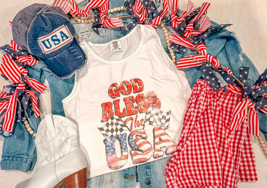 GOD BLESS THE USA TANK (WHITE CC)