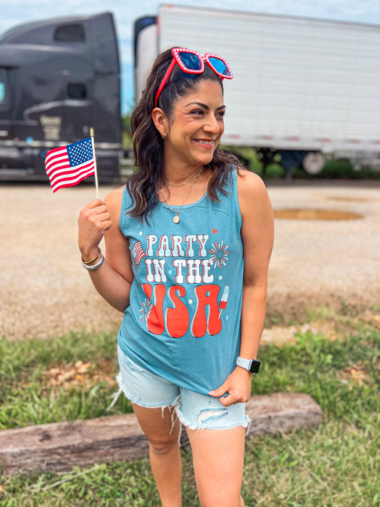 PARTY IN THE USA TANK (ICE BLUE)