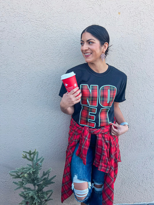 PLAID NOEL TEE (BLACK CC)