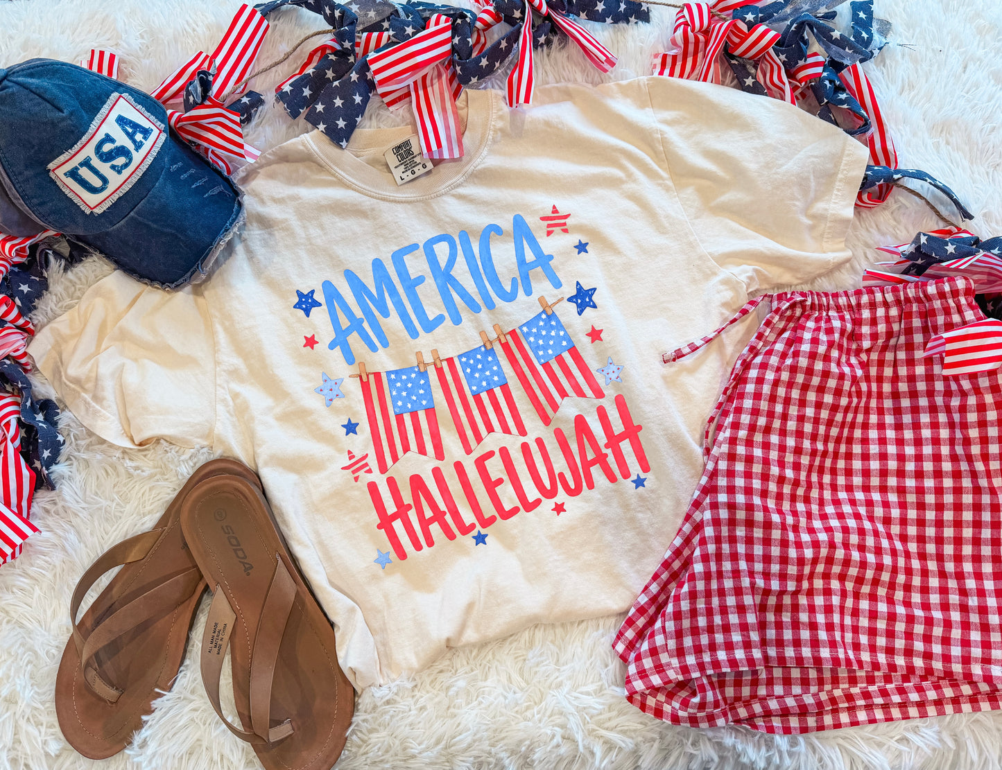 AMERICA HALLELUJAH TEE (IVORY CC)