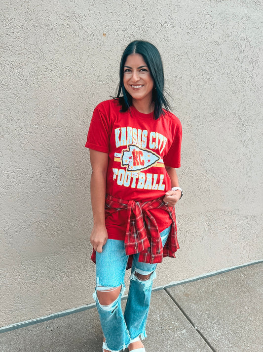 KANSAS CITY FOOTBALL BLOCK TEE (RED CC)