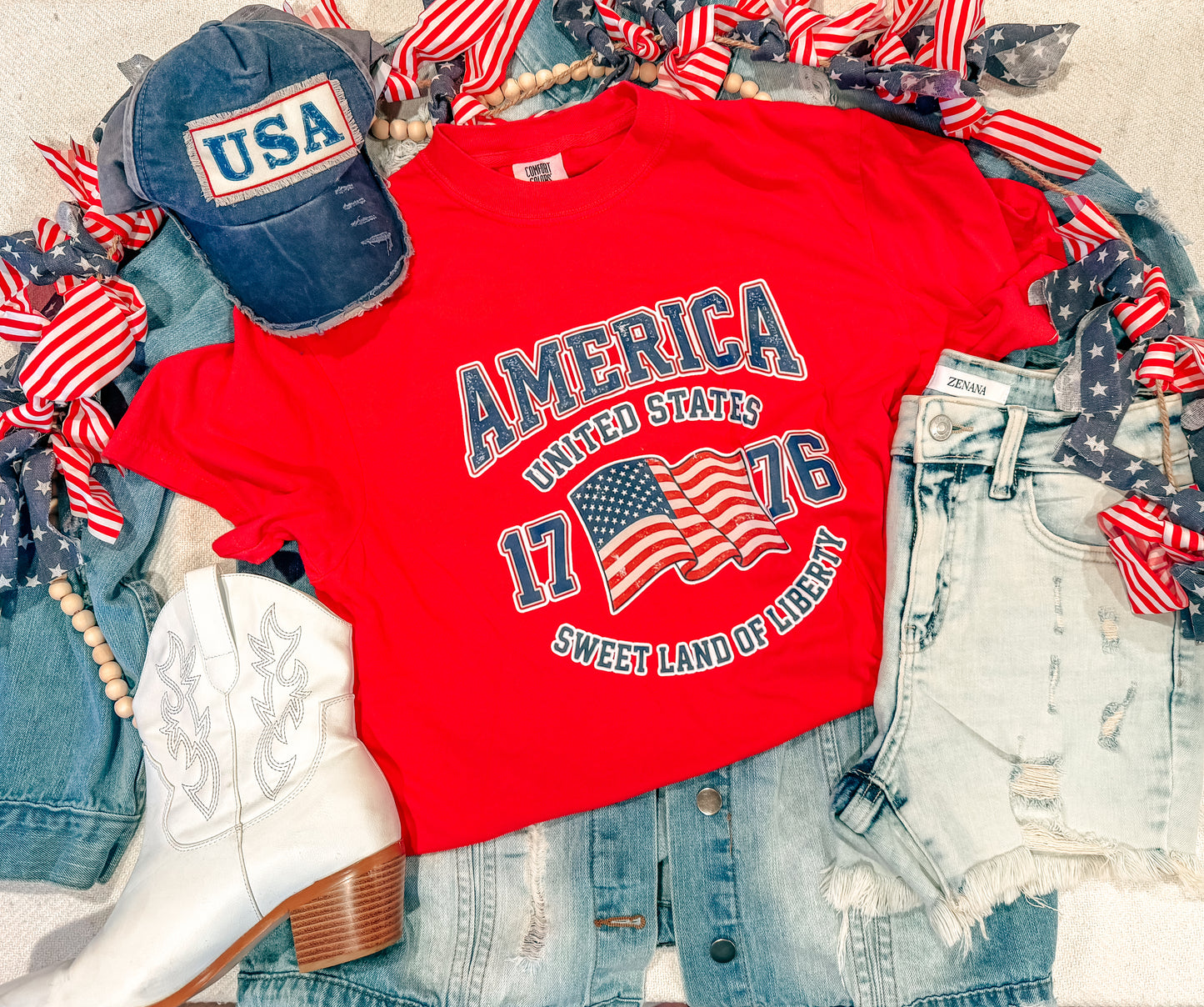 AMERICAN LAND OF LIBERTY TEE (RED)