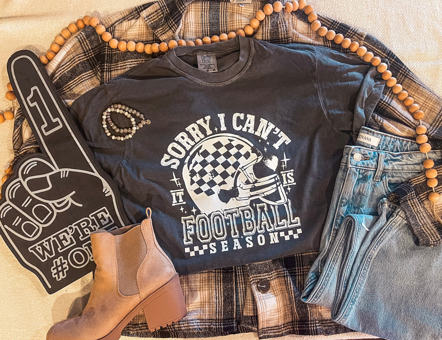 SORRY I CAN'T FOOTBALL SEASON TEE (PEPPER CC)