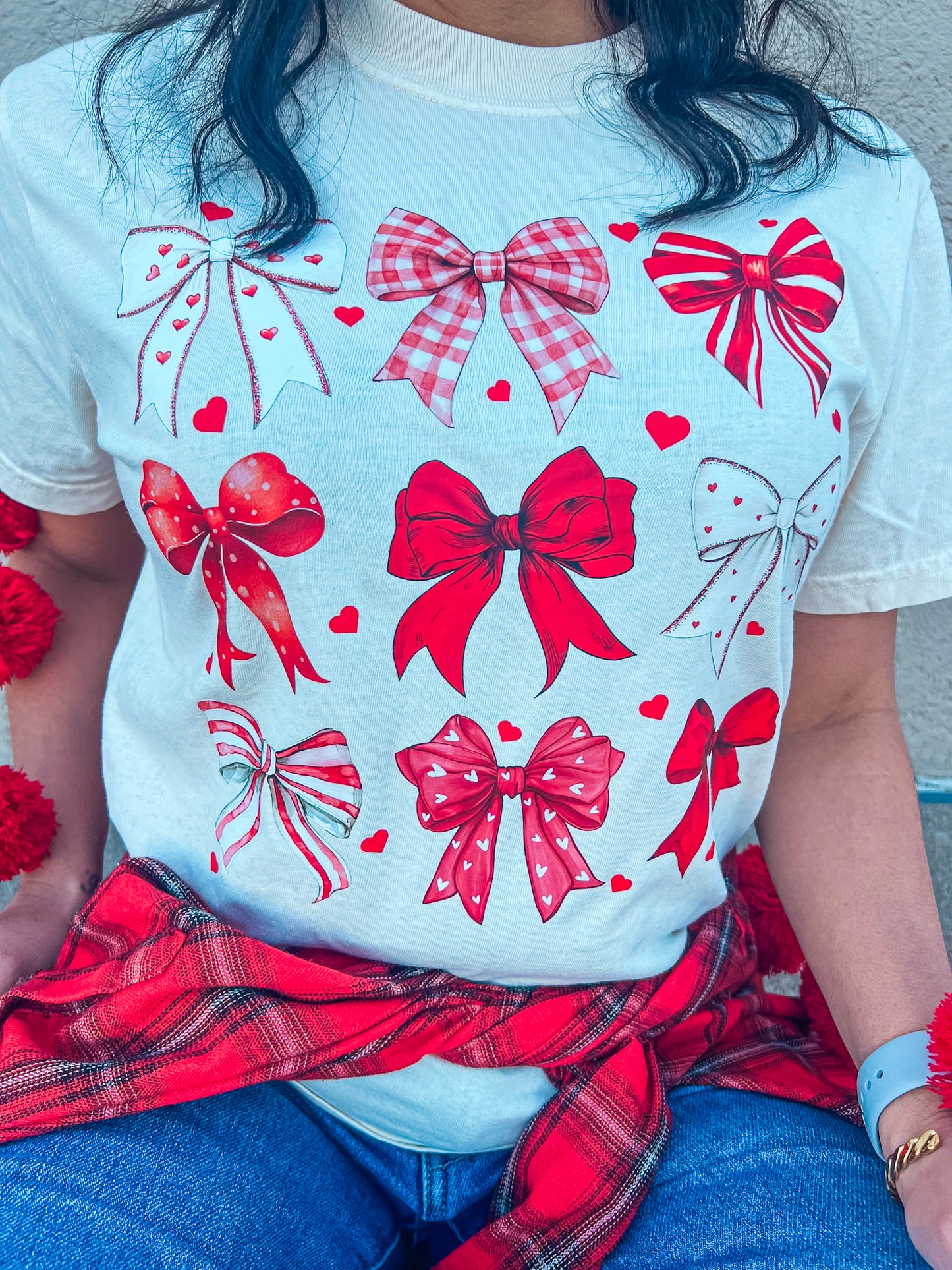 VALENTINES BOWS TEE (IVORY CC)