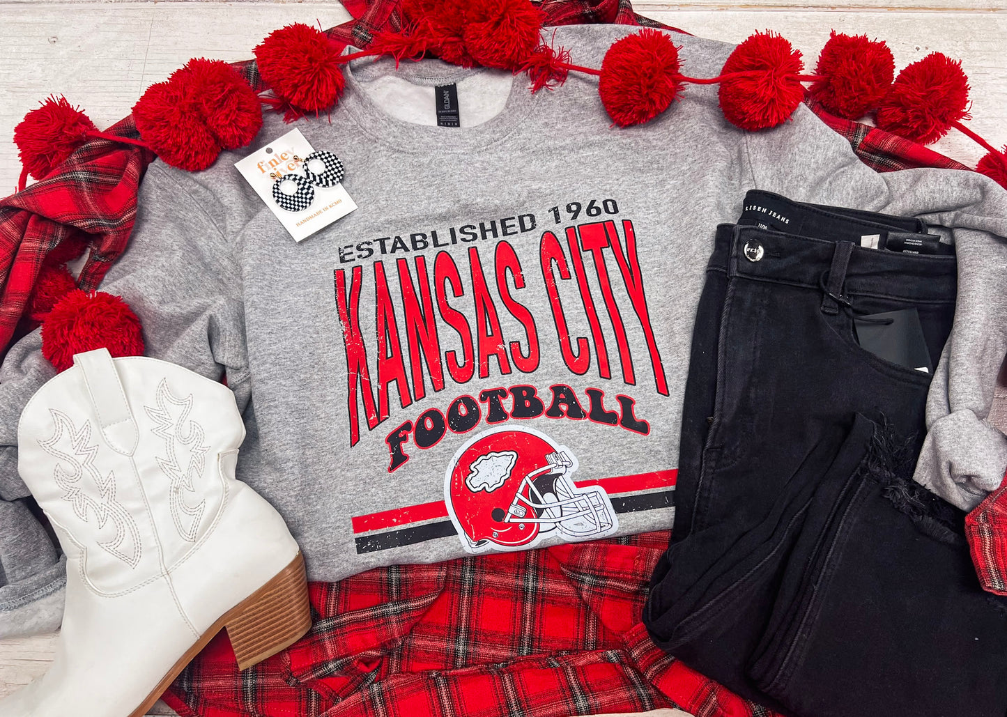 KANSAS CITY FOOTBALL STRIPES SWEATSHIRT (S. GREY)