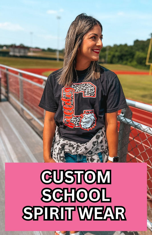 CUSTOM SCHOOL SPIRIT WEAR - MESSAGE US FOR MOCK UP {{VARSITY LETTER DESIGN}}