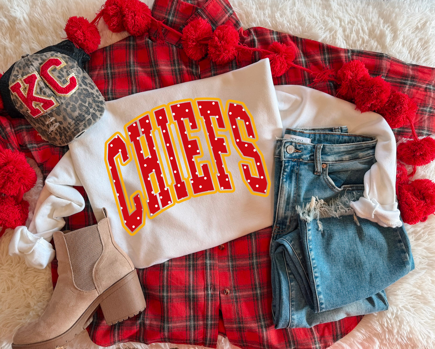 CHIEFS POLKA DOT SWEATSHIRT (WHITE)