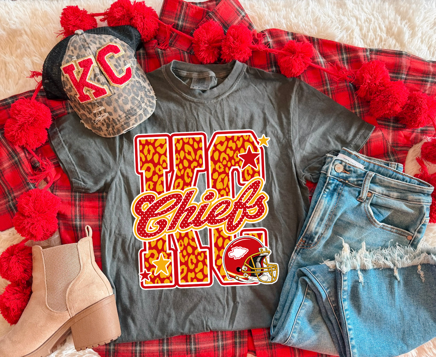 KC CHIEFS LEOPARD TEE (PEPPER)