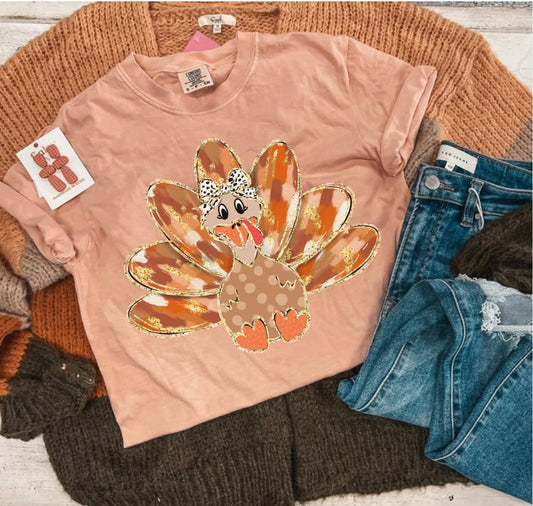 WATERCOLOR TURKEY TEE (PEACH)