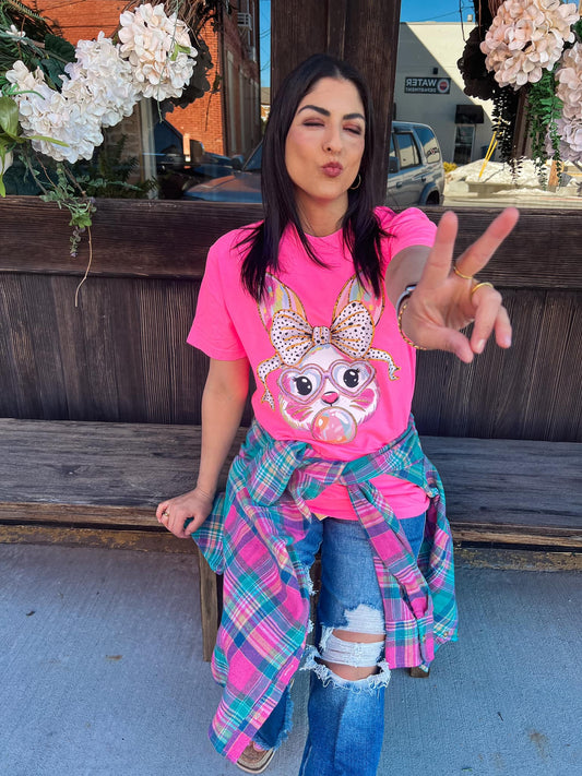 NEON PINK BUNNY TEE