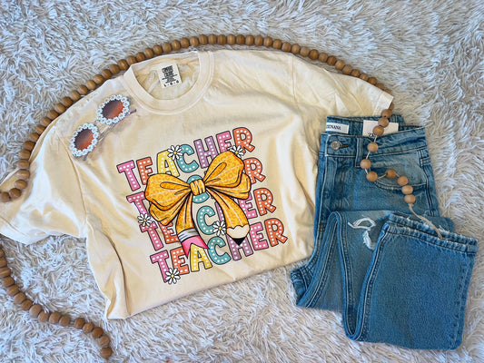 TEACHER STACKED TEE (IVORY)