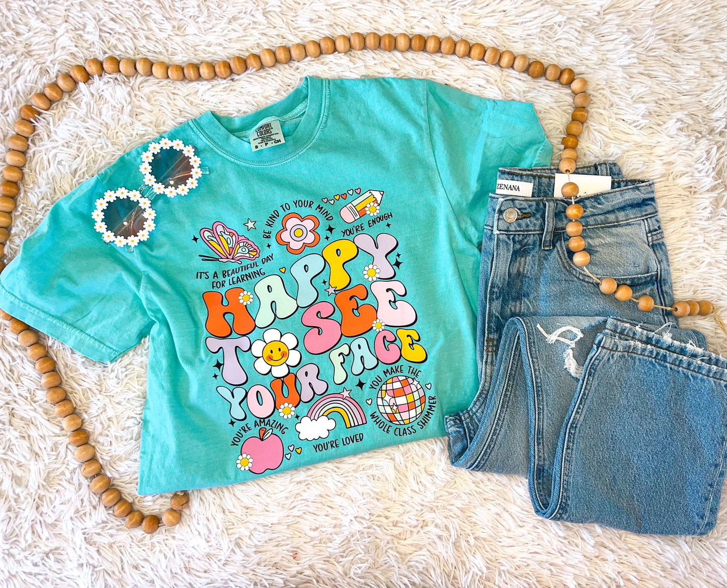 HAPPY TO SEE YOUR FACE TEE (CHALKY MINT)