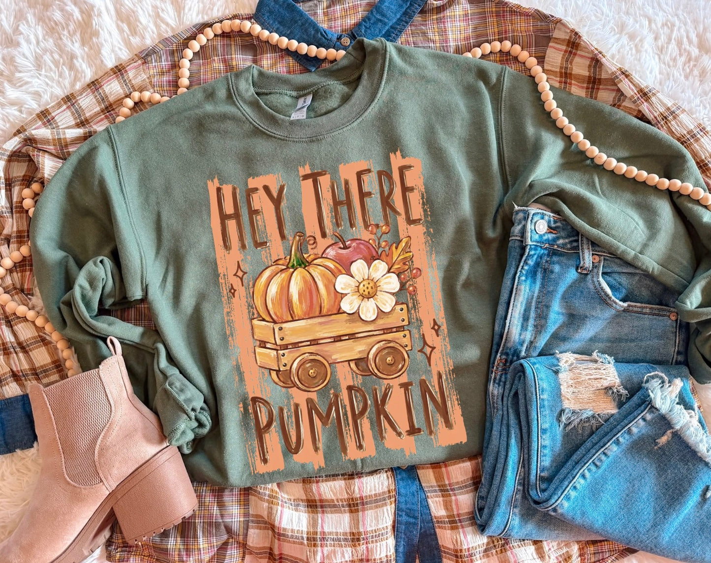 HEY THERE PUMPKIN SWEATSHIRT (M GREEN)