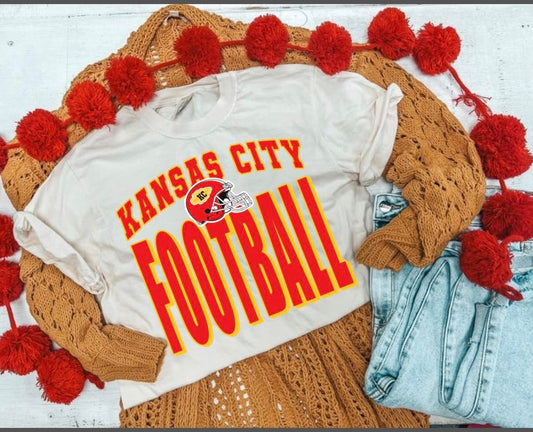 CHIEFS FOOTBALL TALL FONT TEE (IVORY CC)