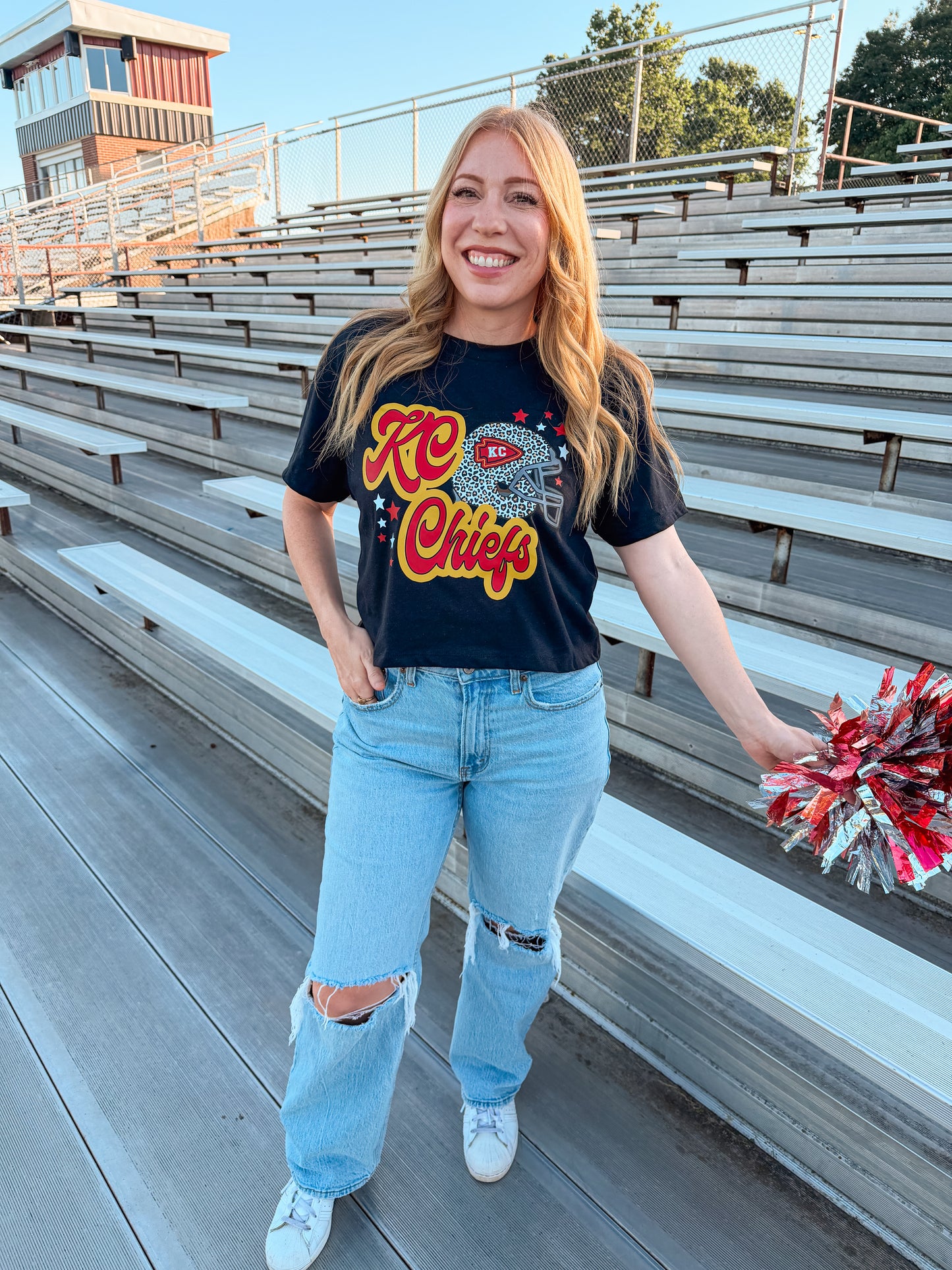 KC CHIEFS GIRLY CROP TEE (BLK BC)
