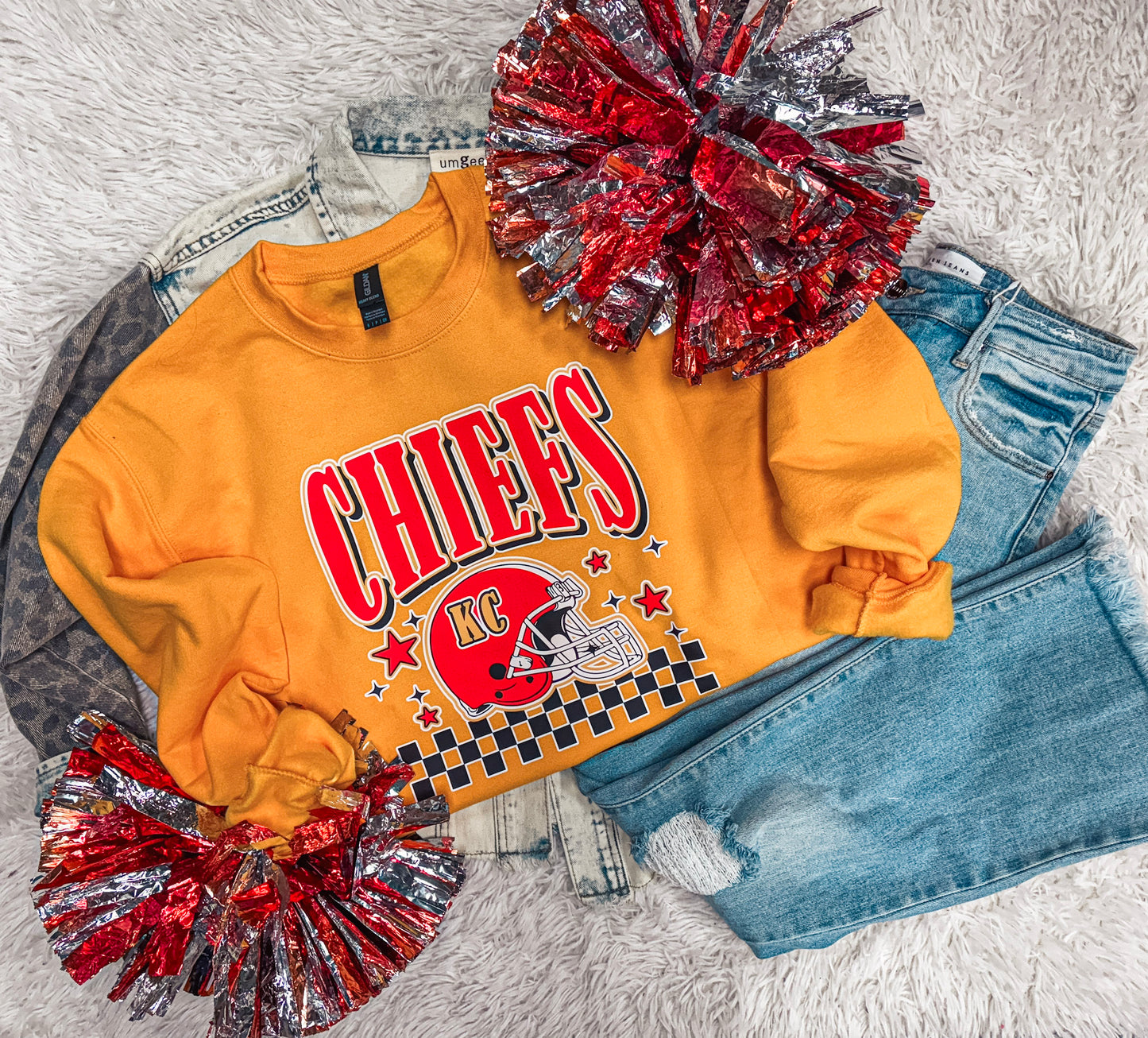 CHIEFS CHECK AND STARS SWEATSHIRT (GOLD)