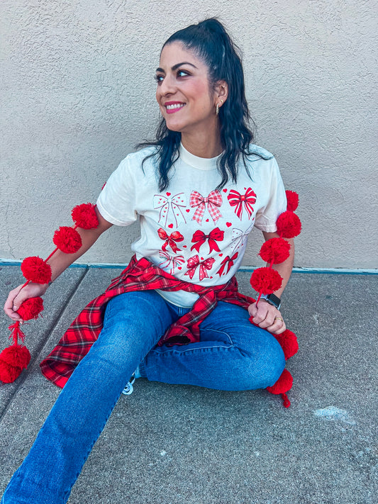 VALENTINES BOWS TEE (IVORY CC)