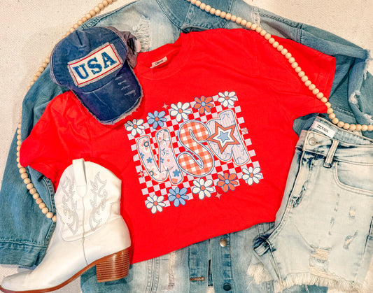 GIRLY USA TEE (PAPRIKA)