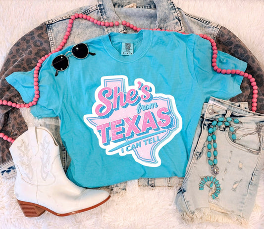SHES FROM TEXAS TEE (LAGOON)