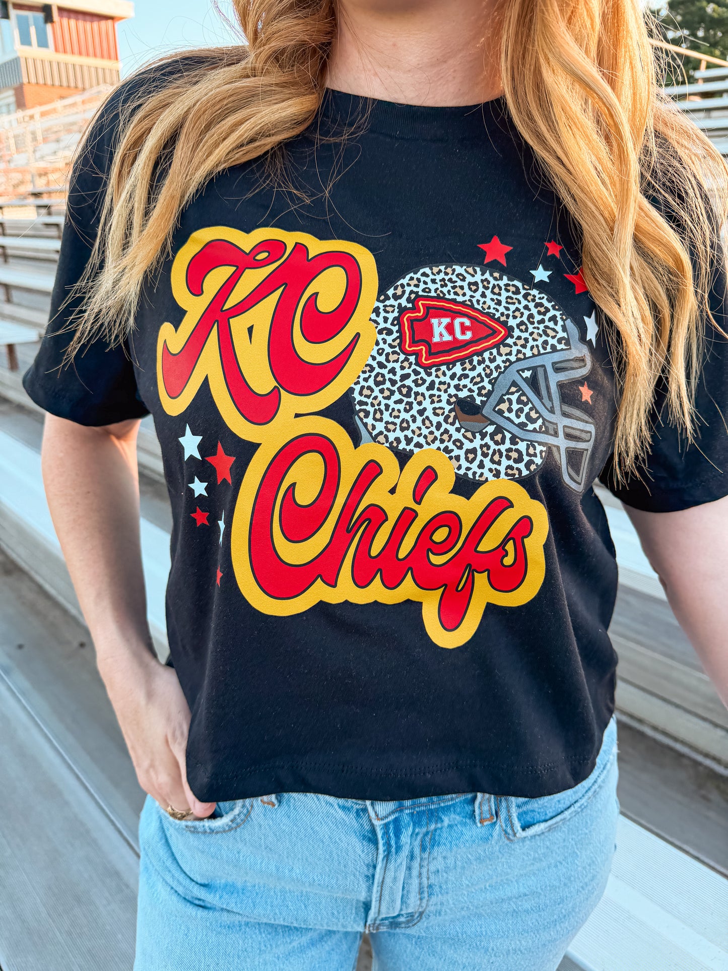 KC CHIEFS GIRLY CROP TEE (BLK BC)