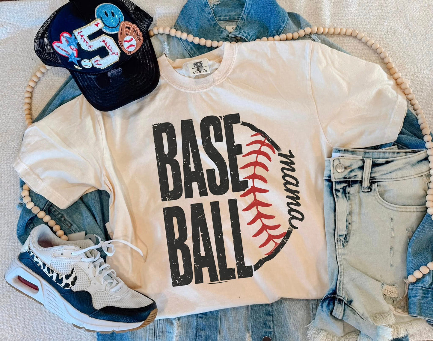 BASEBALL MAMA TEE-NEW (IVORY)
