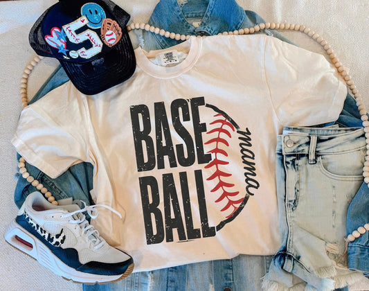 BASEBALL MAMA TEE-NEW (IVORY)