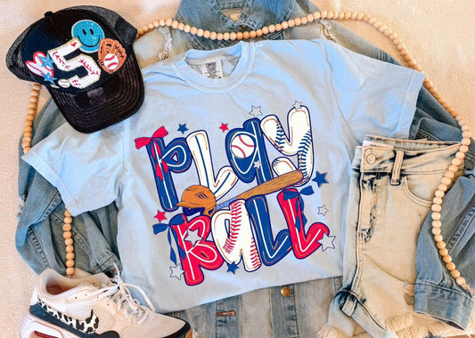PLAY BALL TEE (CHAMBRAY)