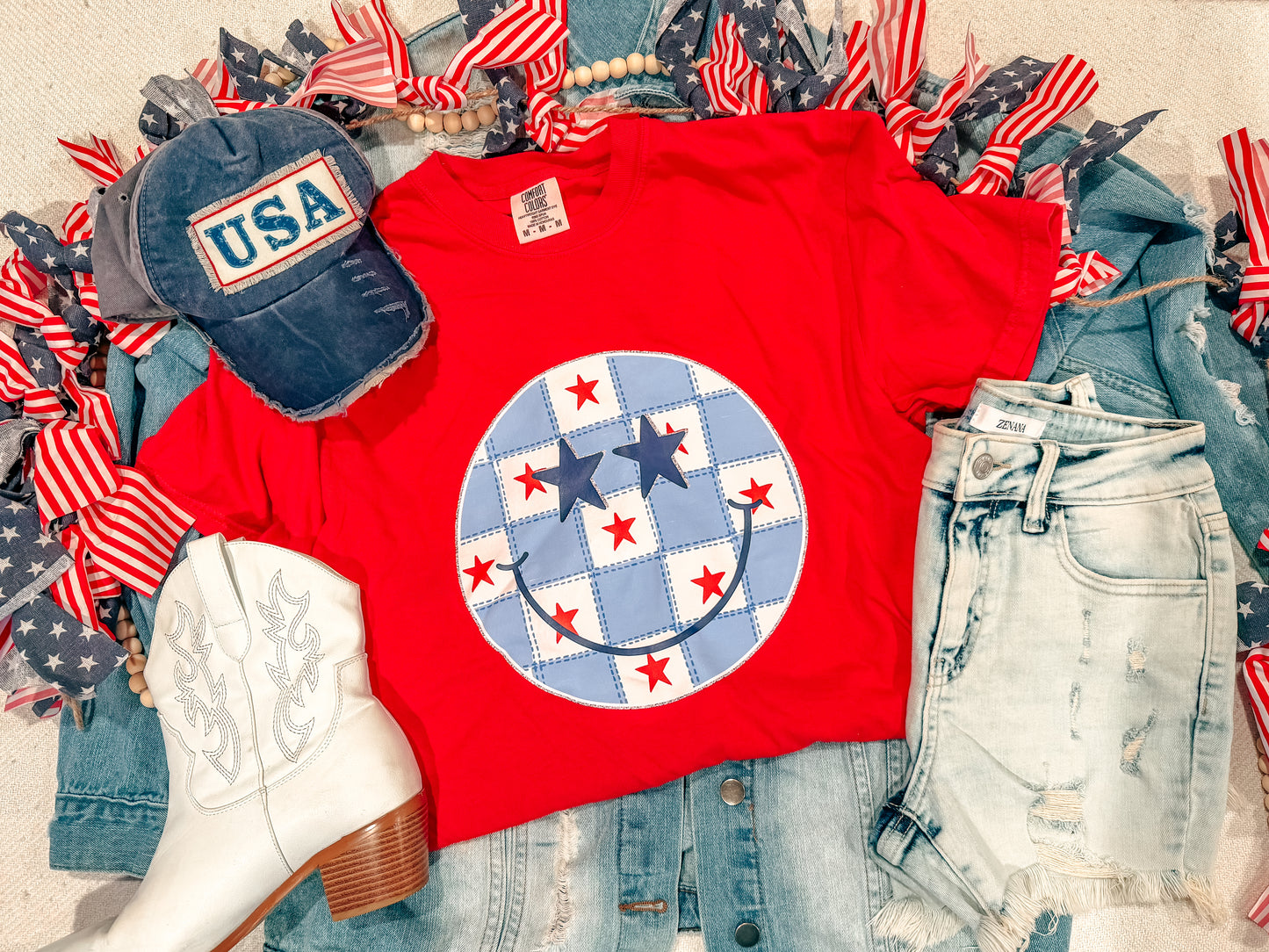FOURTH OF JULY HAPPY TEE (RED)